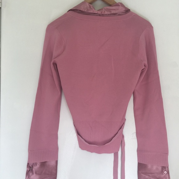 Dusty pink top | collar button | tie waist | work - Picture 6 of 6